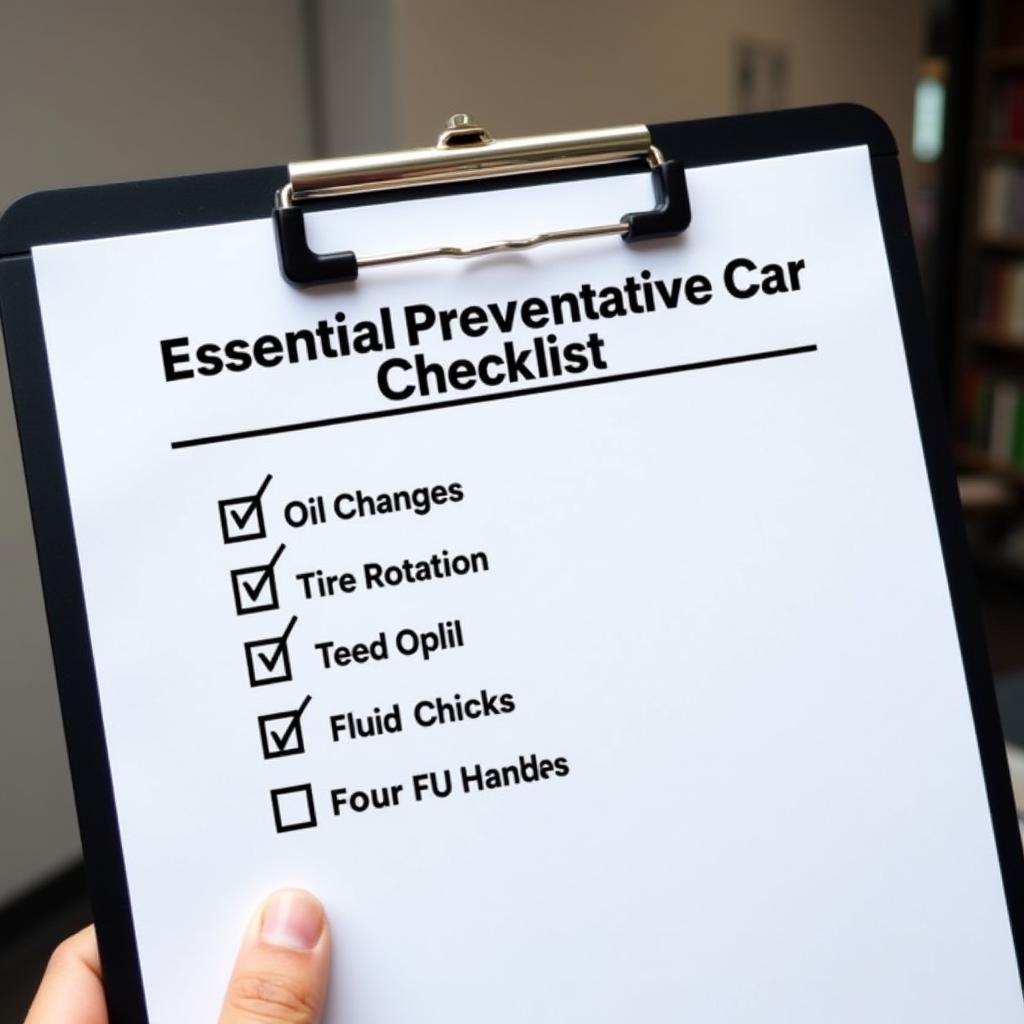 Preventative car maintenance checklist with essential tasks