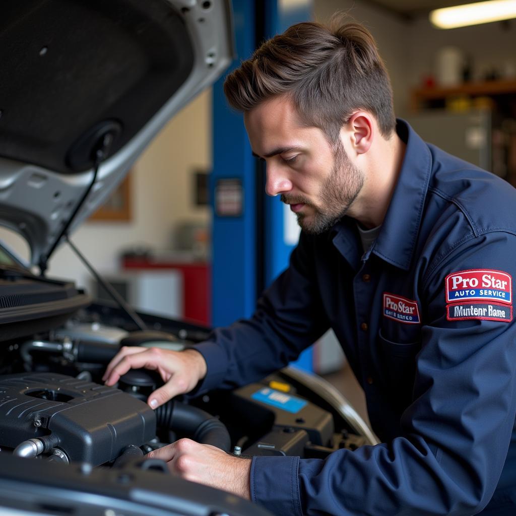 Mechanic working on a car at Pro Star Auto Service in Fremont, CA