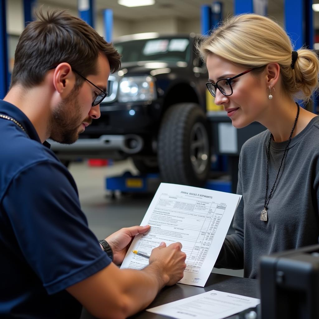 Service Writer Explaining Estimate to Customer