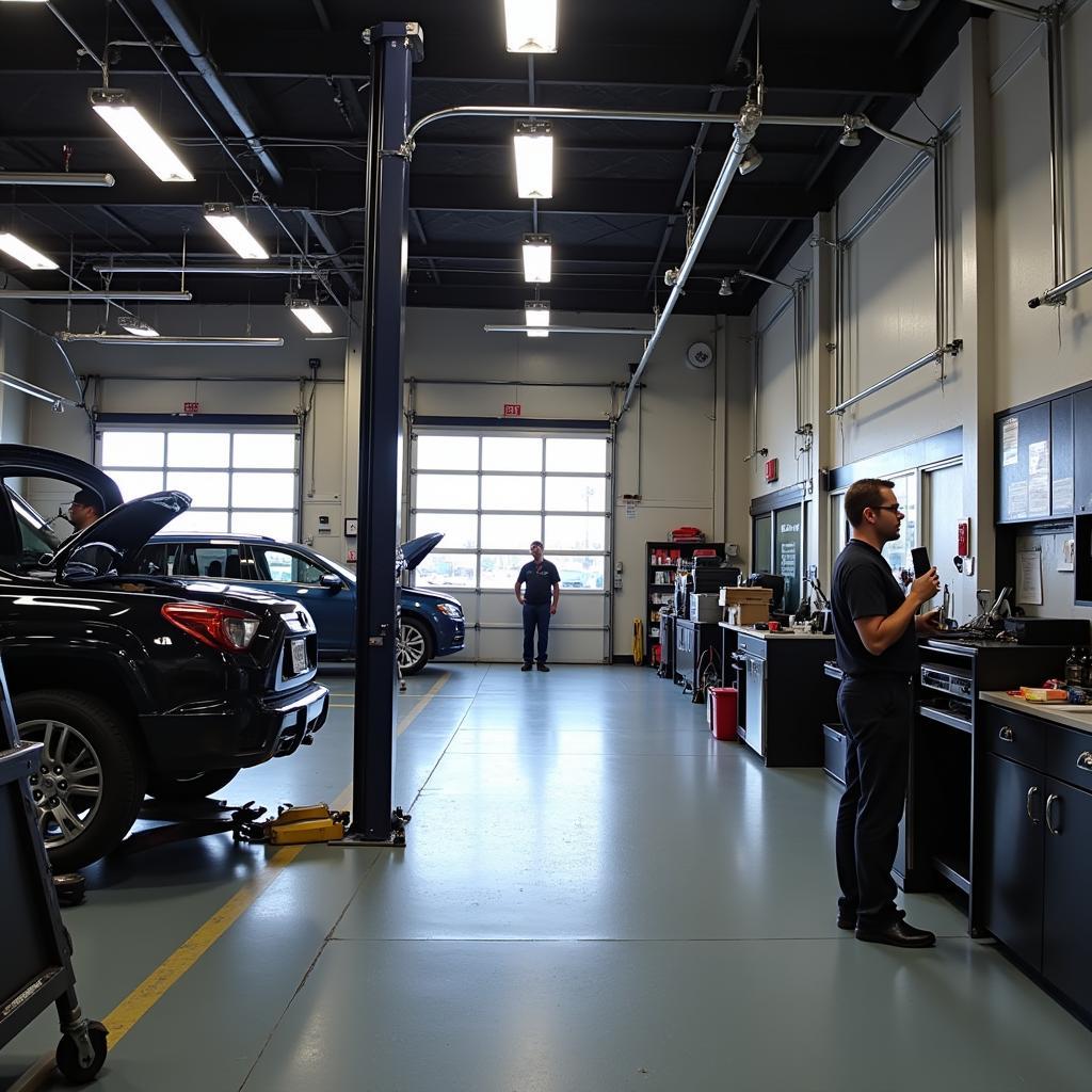 Modern and Clean Auto Repair Shop Interior in Tulsa