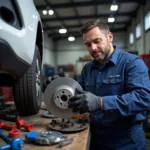 Technician Inspecting Auto Parts for Quality