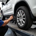 Wheel Alignment Process in Progress