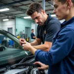 Windshield Replacement Tucson: A new windshield being installed.